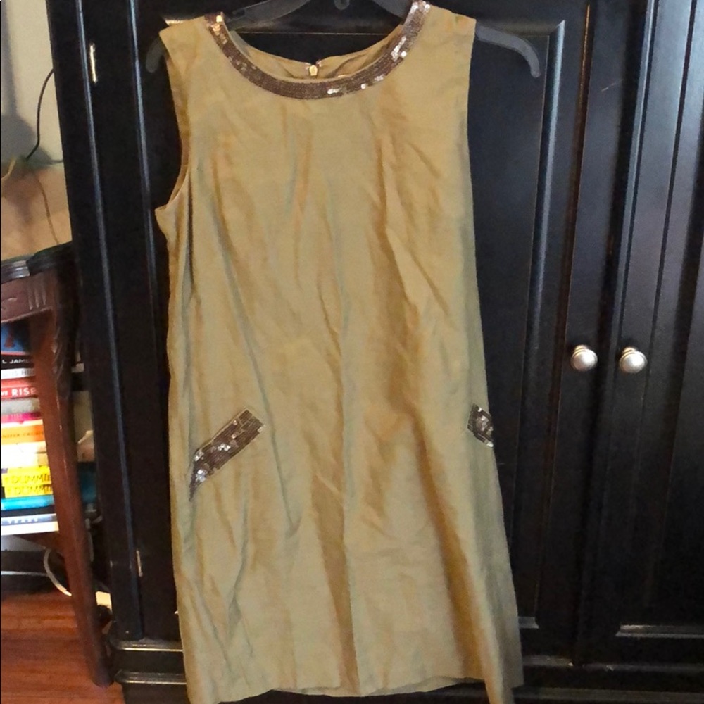 Shift dress Olive free with beads lined